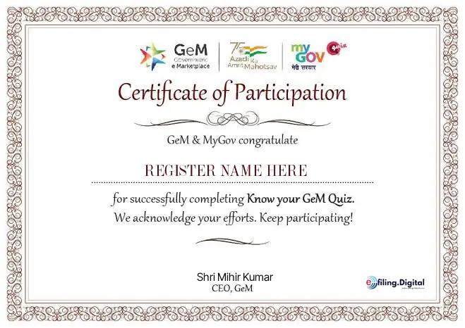 GeM Registration Certificate
